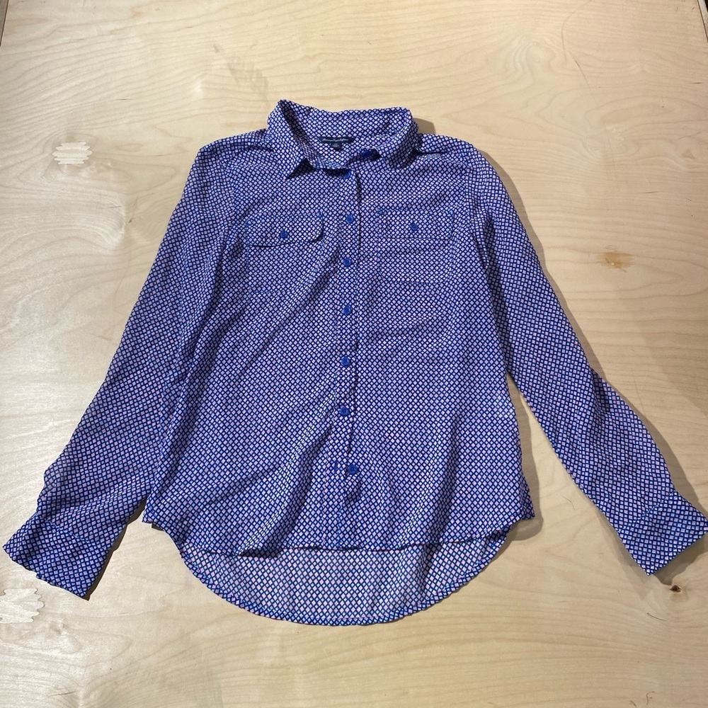 American Eagle Sheer Button Up Shirt Small (FK)